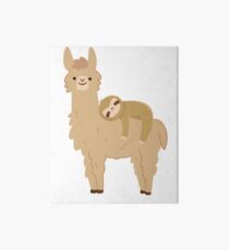 Entzückendes Sloth, das auf einem Lama sich entspannt Galeriedruck