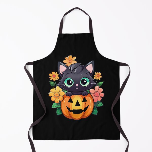 Item preview, Adorable Halloween Kitty Amidst Pumpkins and Flowers | Whimsical Autumn and Halloween Delights Collection designed and sold by Ali Doodles.