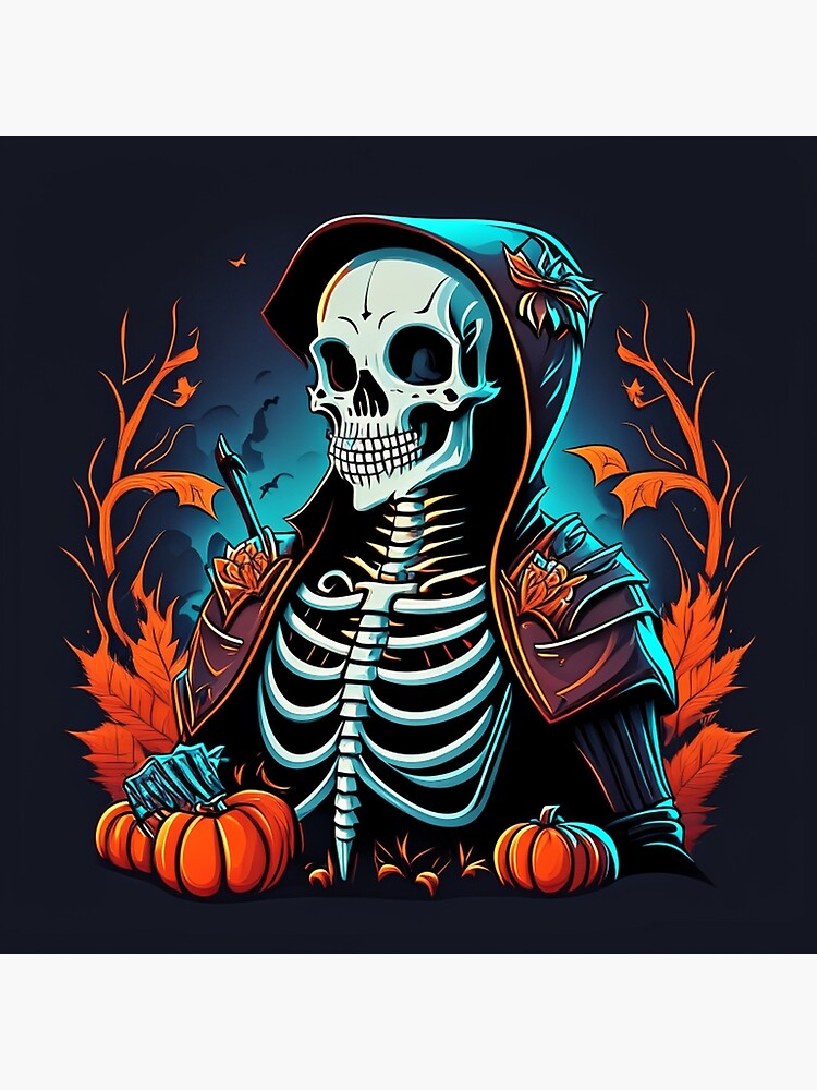 Impression rigide for Sale avec l'œuvre « Bande dessinée effrayante  d'Halloween : Squelette dansant » de l'artiste Paladiin