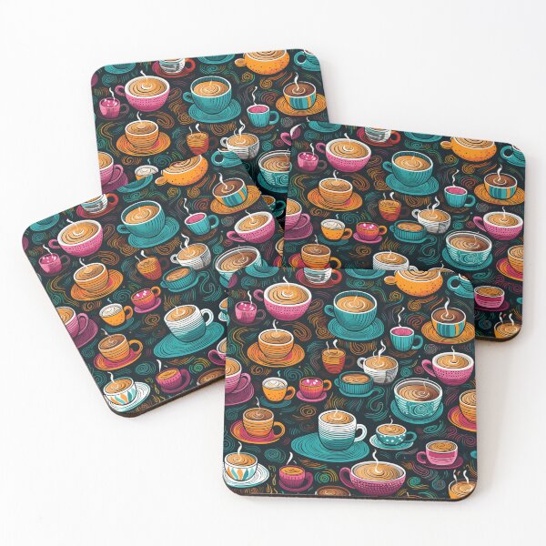 Item preview, Coffee lovers crazy cups pattern  designed and sold by SmileshareShop.