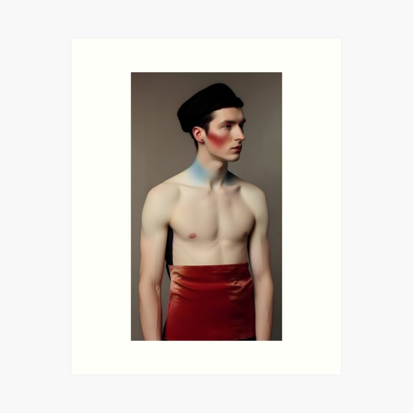 Man in red skirt Art Print