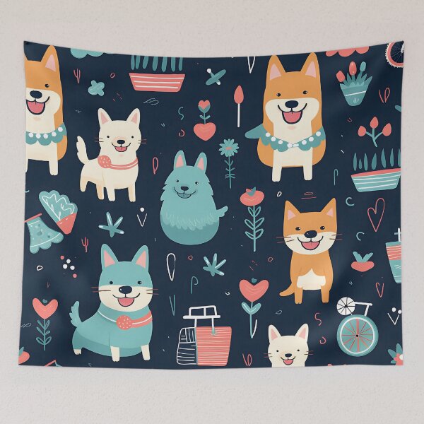 Item preview, Cute Puppies in Colorful Digital Art Pattern designed and sold by Digi-Artsy.