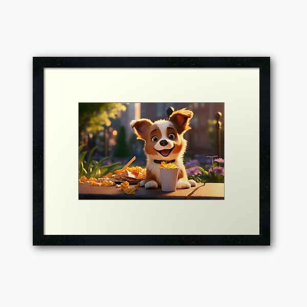 Artikel-Vorschau von Lustiger Hund beim Essen im Park im Pixar-Style, designt und verkauft von tw0nkey.
