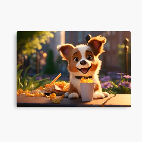 Artikel-Vorschau von Lustiger Hund beim Essen im Park im Pixar-Style, designt und verkauft von tw0nkey.