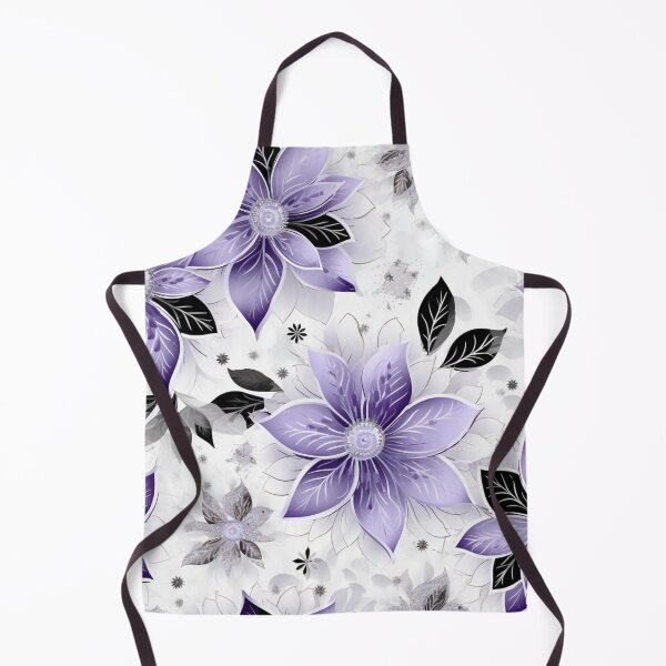 Artikelvorschau, Buntes Fantasiemuster schwarz lila flieder Blüten Blumen entworfen und verkauft von G-M-Designs.