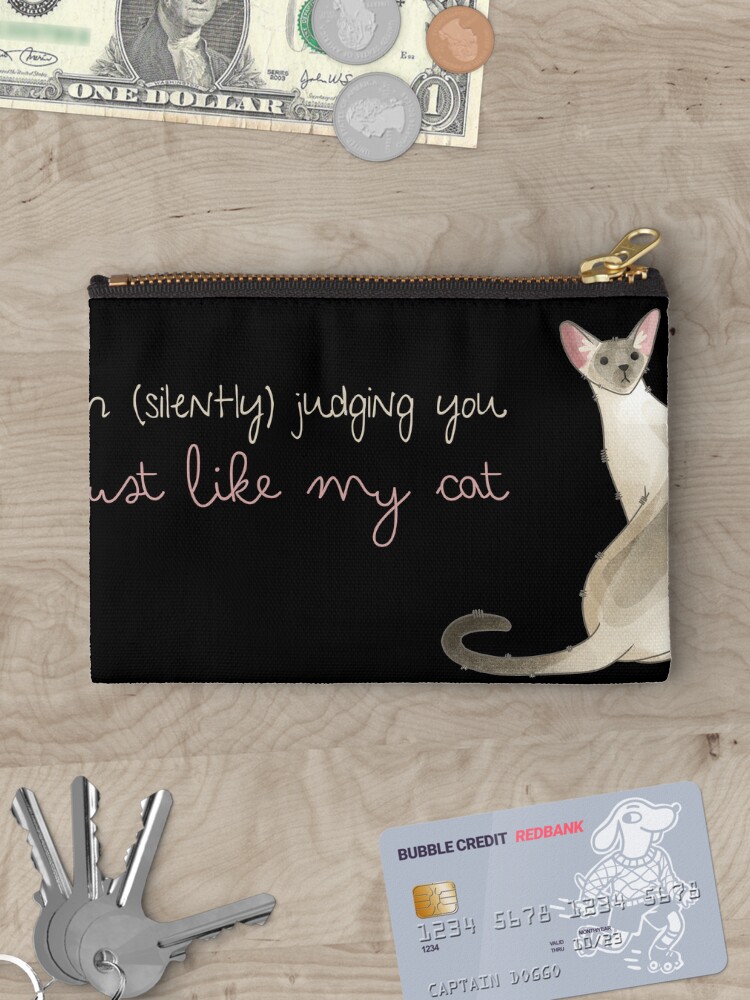 Thumbnail 3 of 4, Zipper Pouch, I’m judging you - Siamese designed and sold by FelineEmporium.