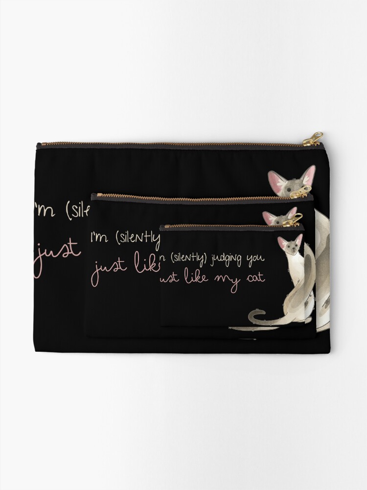 Thumbnail 2 of 4, Zipper Pouch, I’m judging you - Siamese designed and sold by FelineEmporium.