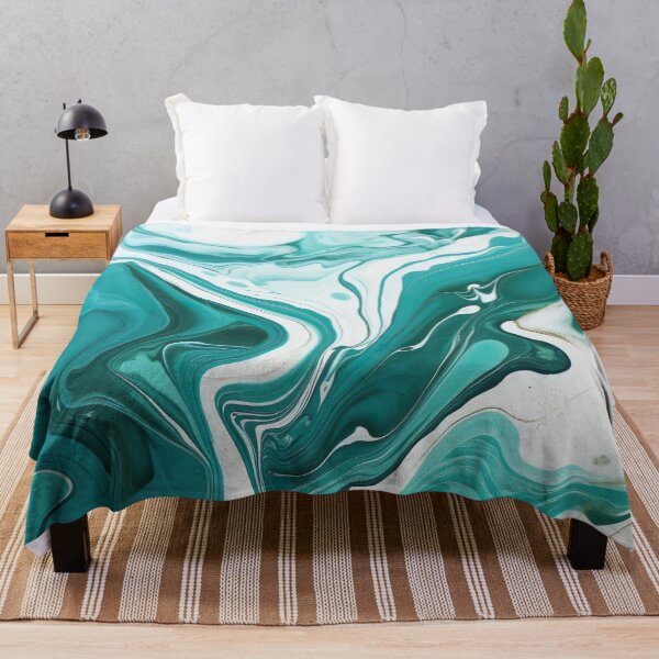 Artikelvorschau, Teal and White Marble Paint Swirl entworfen und verkauft von Digi-Artsy.