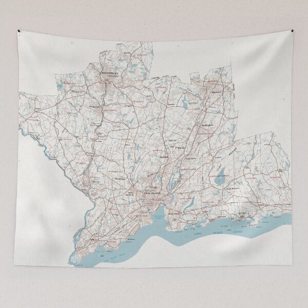 Item preview, Vintage Map of New Haven County CT (1979) designed and sold by BravuraMedia.