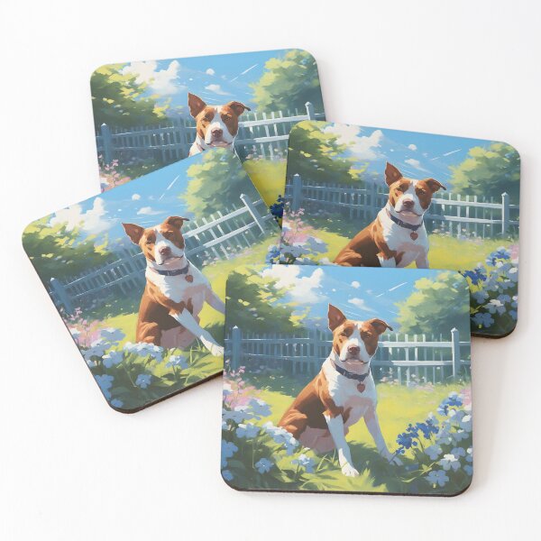 Item preview, Pitbull Amidst Blue Blooms designed and sold by designsbyflo.