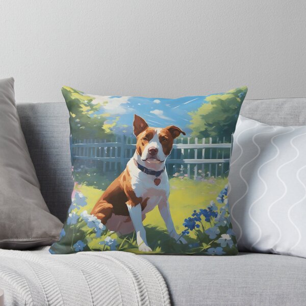 Item preview, Pitbull Amidst Blue Blooms designed and sold by designsbyflo.