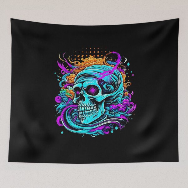 Item preview, Colorful Smiling Grin Skull Face Neon Creepy Fast designed and sold by CarantinedChaos.