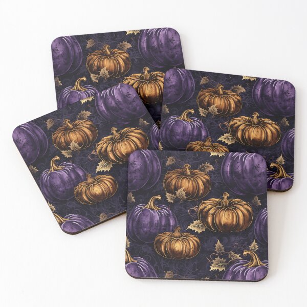 Item preview, Golden Purple Pumpkins Halloween Pattern designed and sold by Sturdust.