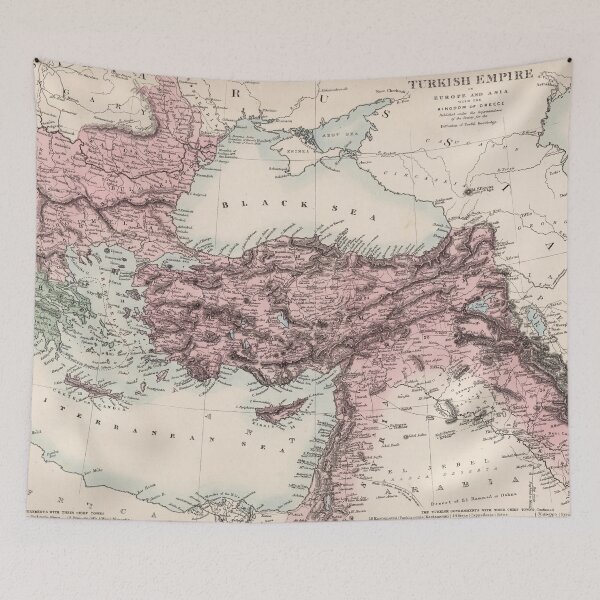Item preview, Vintage Turkish Empire Map (1865) designed and sold by BravuraMedia.