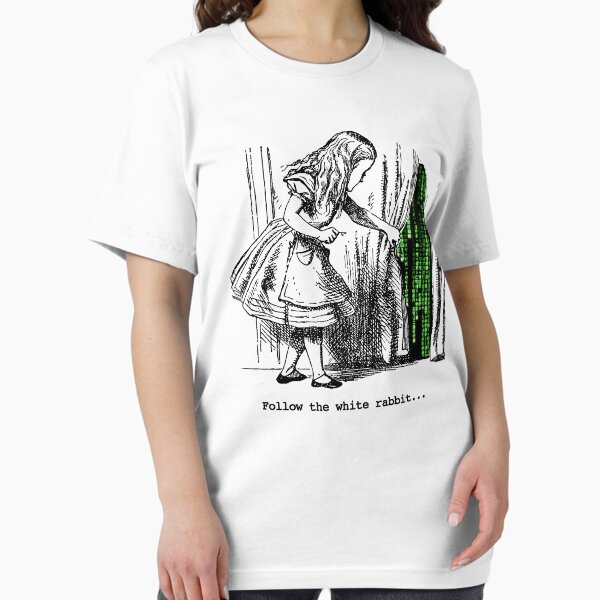 Vista previa del artículo con la obra «Alice, sigue al conejo blanco hasta Matrix.», diseñado y vendido por Le-Freak.