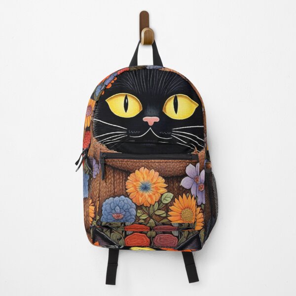Item preview, Cute black kitten with lime eyes in a turtleneck - little portrait in flowers. designed and sold by SaraSumi.