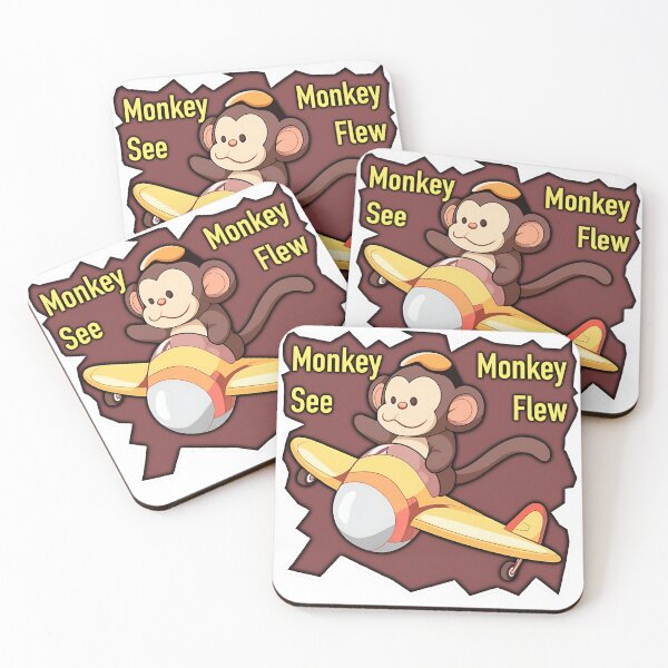 Item preview, Monkey See Monkey Flew | Airplane Sticker and Shirt Design by Zeesdesign on Redbubble designed and sold by ZEESDESIGN.