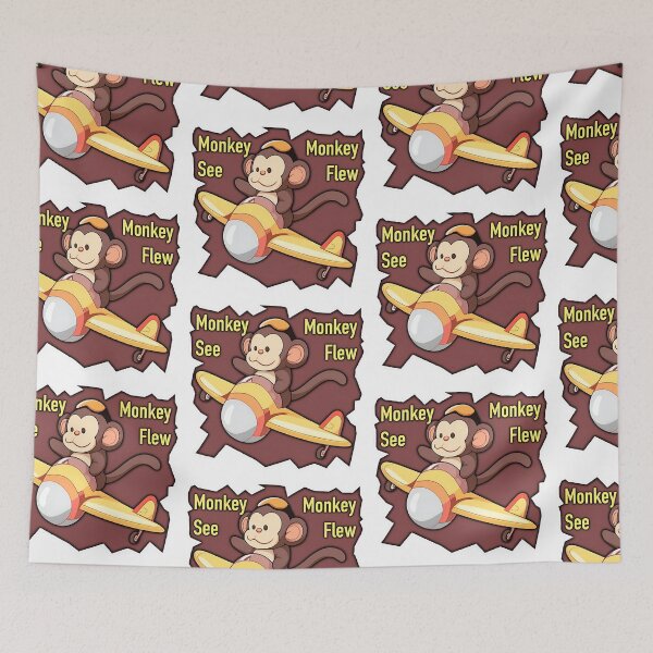 Item preview, Monkey See Monkey Flew | Airplane Sticker and Shirt Design by Zeesdesign on Redbubble designed and sold by ZEESDESIGN.