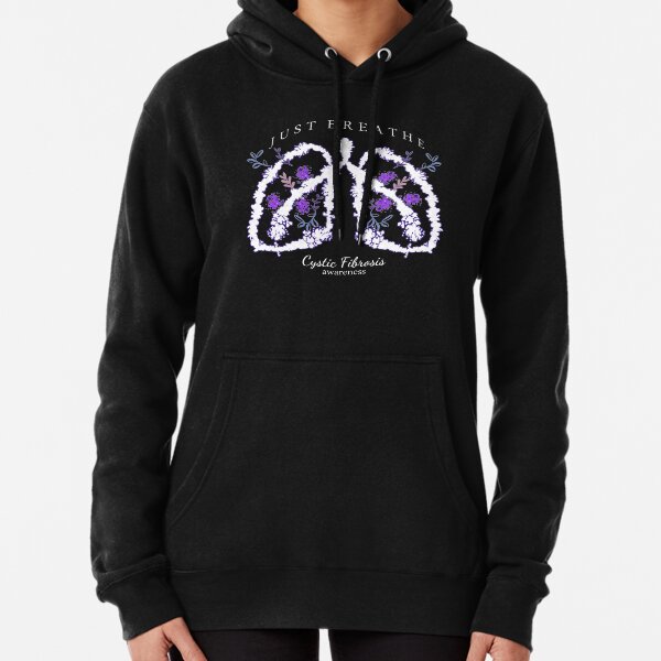 Cystic Fibrosis Awareness (White) Just Breathe Pullover Hoodie
