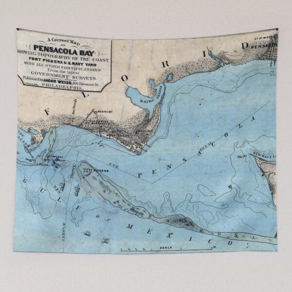 Item preview, Vintage Map of The Pensacola Bay (1860) designed and sold by BravuraMedia.
