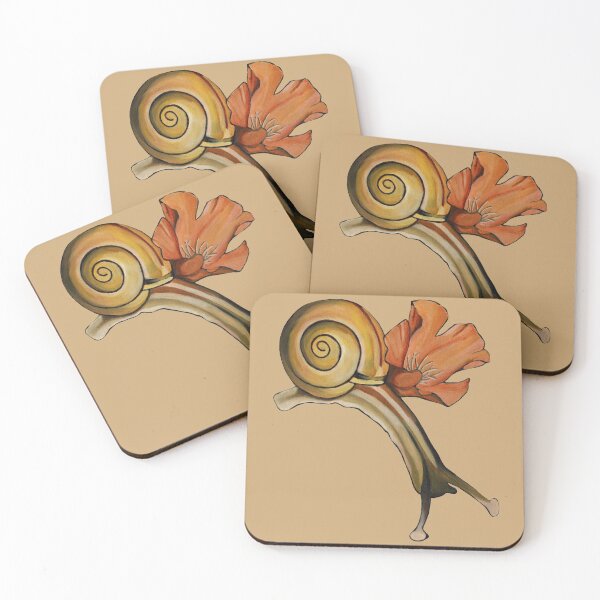 Item preview, Land snail and orange poppy designed and sold by KnowingWonder.