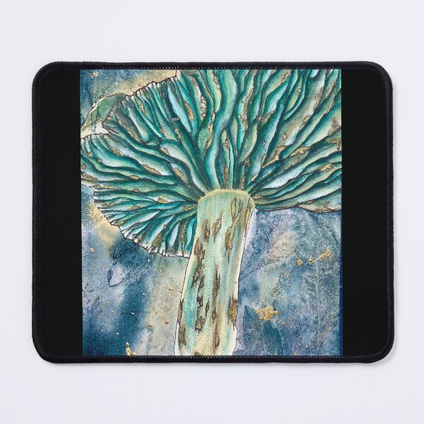Item preview, Weird turquoise mushroom watercolor artwork designed and sold by Cherub Ayers.