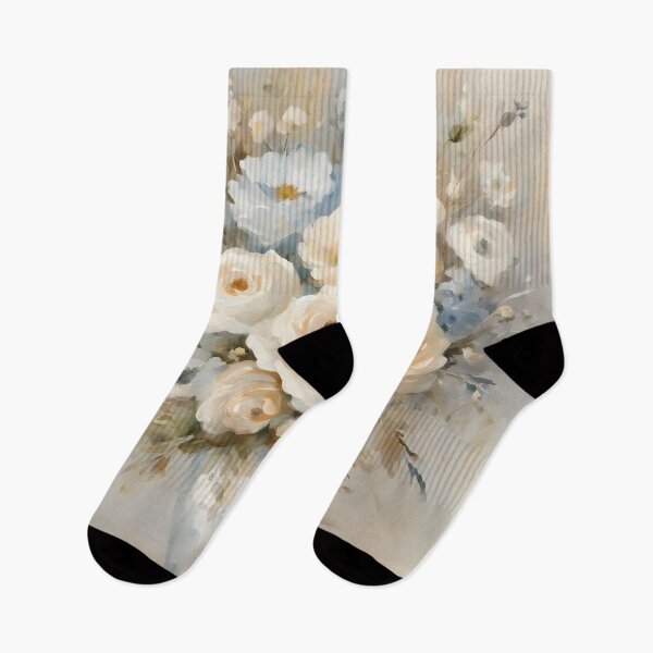 Aperçu de l'œuvre Arrangement floral vintage ivoire et bleu créée et vendue par Cato99.