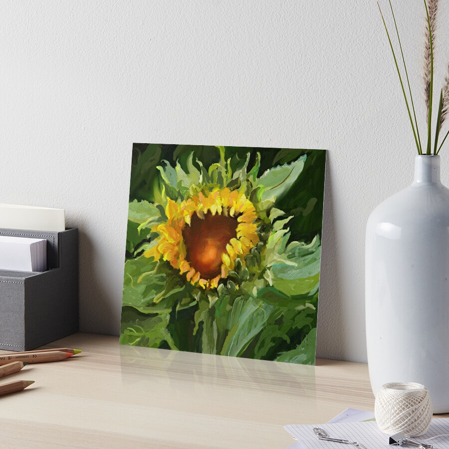 Sunflowers and hydrangeas on 10x10 Canvas