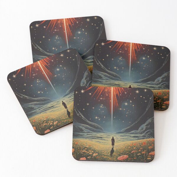 Item preview, Fairy Cosmic Landscape of Flower Meadow and Space Sky with Shining Stars designed and sold by Je-we.