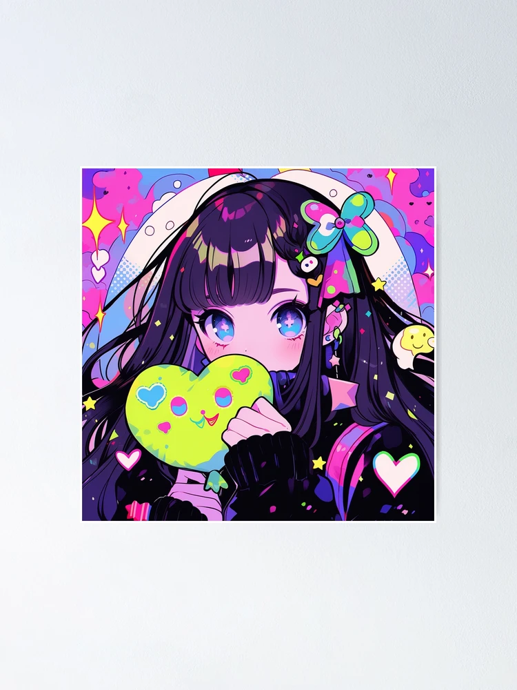 Cute Anime Girl with Hearts