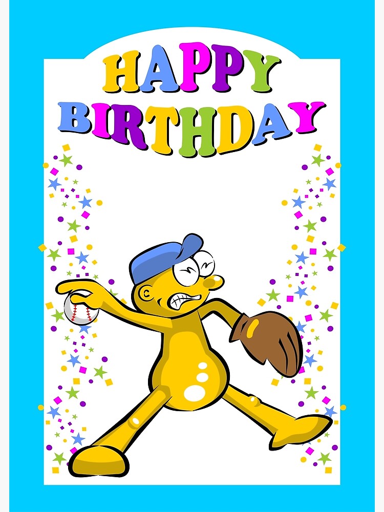 Carte De Vœux Joyeux Anniversaire Pour Un Joueur De Baseball Courageux Par Megasitiodesign Redbubble