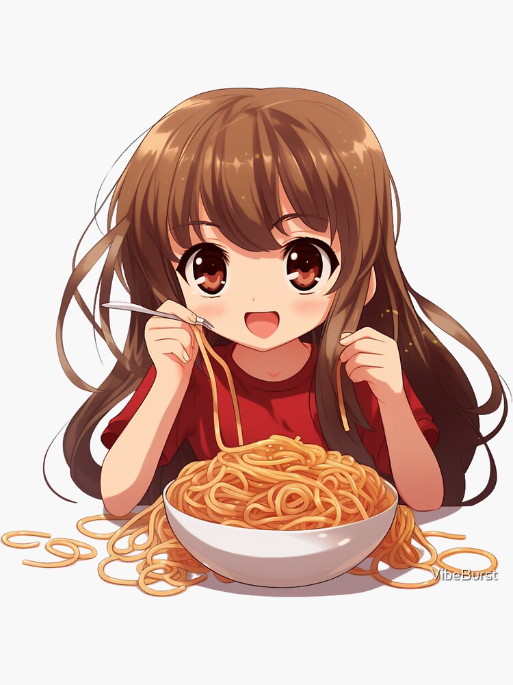 prompthunt: Yandere anime girl smiling whilst holding a bowl of spaghetti  in space, digital art