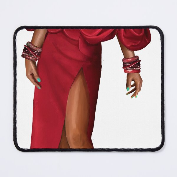 Item preview, Afro lady in red roses slit dress designed and sold by tqueen.