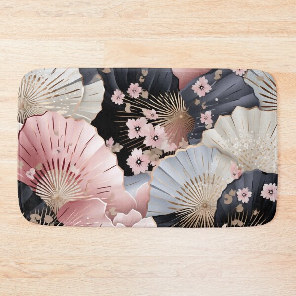 Item preview, Colorful fantasy pattern pink beige white black ornaments Japan fans designed and sold by G-M-Designs.