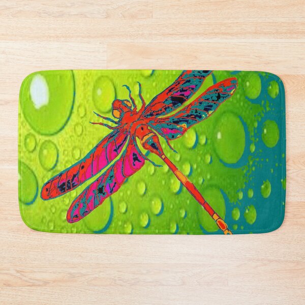 Item preview, RED DRAGONFLY GREEN DEW PATTERN ART designed and sold by sharlesart.