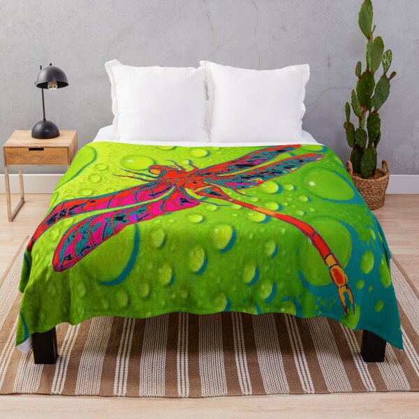 Item preview, RED DRAGONFLY GREEN DEW PATTERN ART designed and sold by sharlesart.