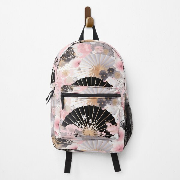 Item preview, Colorful fantasy pattern pink beige white black ornaments Japan fans designed and sold by G-M-Designs.
