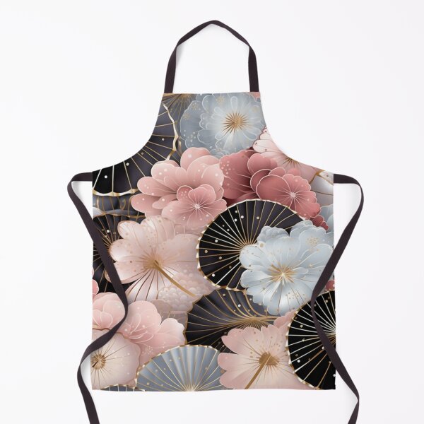 Aperçu de l'œuvre Motif fantaisie coloré rose beige blanc gris noir ornements fans du Japon créée et vendue par G-M-Designs.