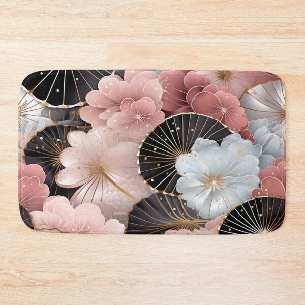Item preview, Colorful fantasy pattern pink beige white gray black ornaments Japan fan designed and sold by G-M-Designs.