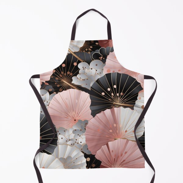 Aperçu de l'œuvre Motif fantaisie coloré rose beige blanc gris noir ornements fans du Japon créée et vendue par G-M-Designs.