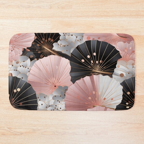 Item preview, Colorful fantasy pattern pink beige white gray black ornaments Japan fan designed and sold by G-M-Designs.