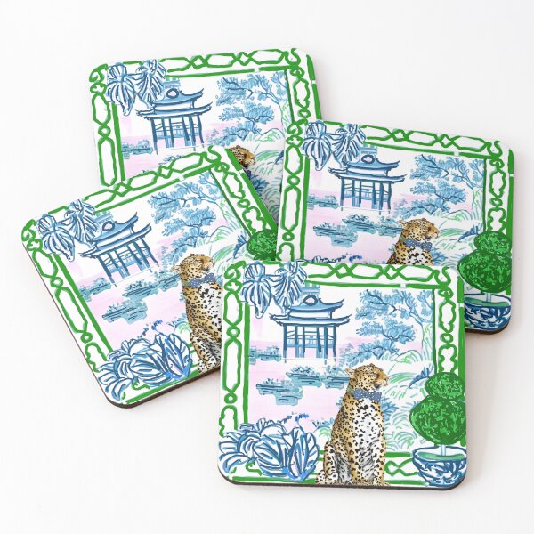 Item preview, Leopard in chinoiserie landscape designed and sold by SophieClimaArt.