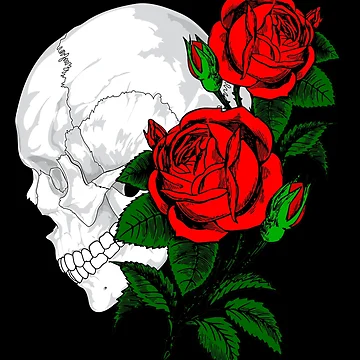 Artwork thumbnail, Skull and Red Roses by R2-E2
