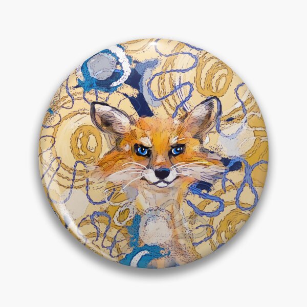 Item preview, Fox and blue flowers designed and sold by Julia Grammer-Begley.