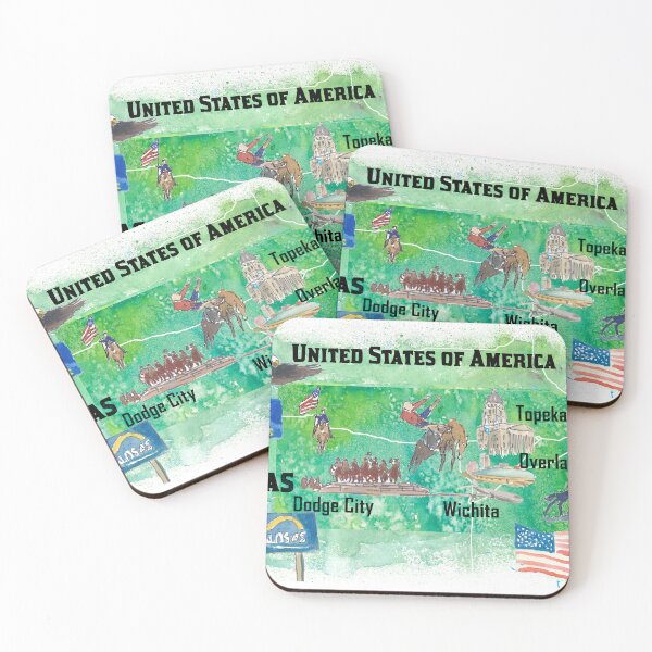 Item preview, Kansas Illustrated US State Travel Map with Highlights designed and sold by artshop77.