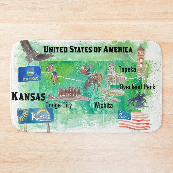 Item preview, Kansas Illustrated US State Travel Map with Highlights designed and sold by artshop77.