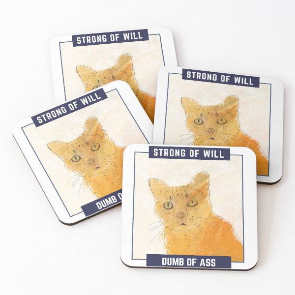 Item preview, Orange Cat: Strong of Will / Dumb of Ass (All orange cats share one brain cell) designed and sold by Bug & Brush.