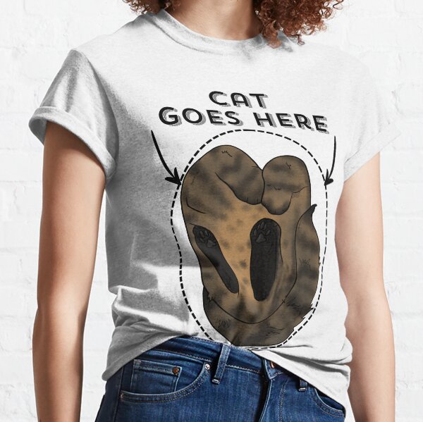 Cat goes here sign, tabby version Classic T-Shirt