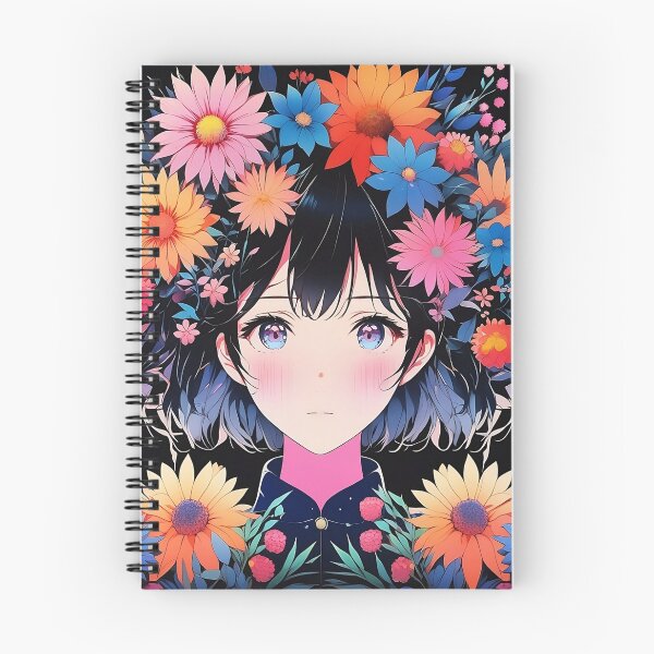 Item preview, Chica anime, flores multicolores designed and sold by RobotWear.