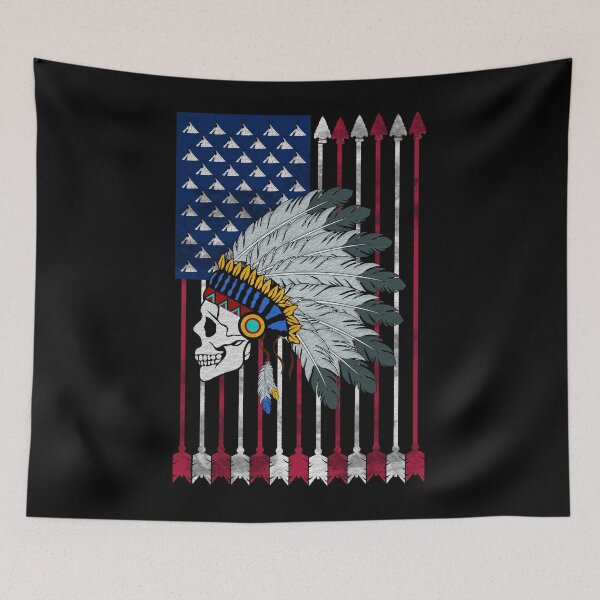 Item preview, Native themed flag with skull designed and sold by CarrieTDesigns.